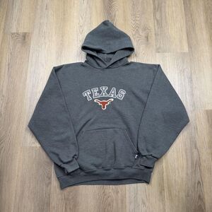 Texas Longhorns Hoodie Mens Large Gray NCAA Football Russell Athletic Sweatshirt